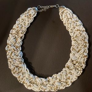 White with Gold accent bead choker